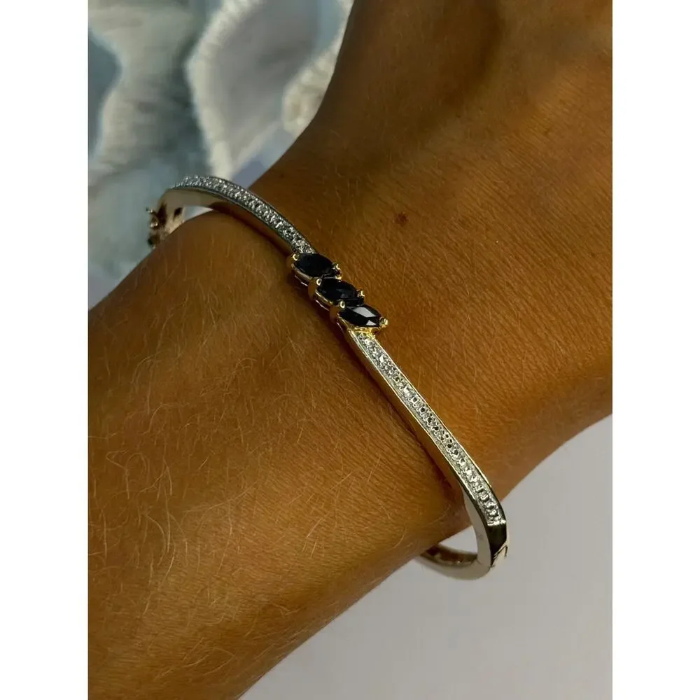 925 Sterling Silver Gold Plated Sapphire Bracelet